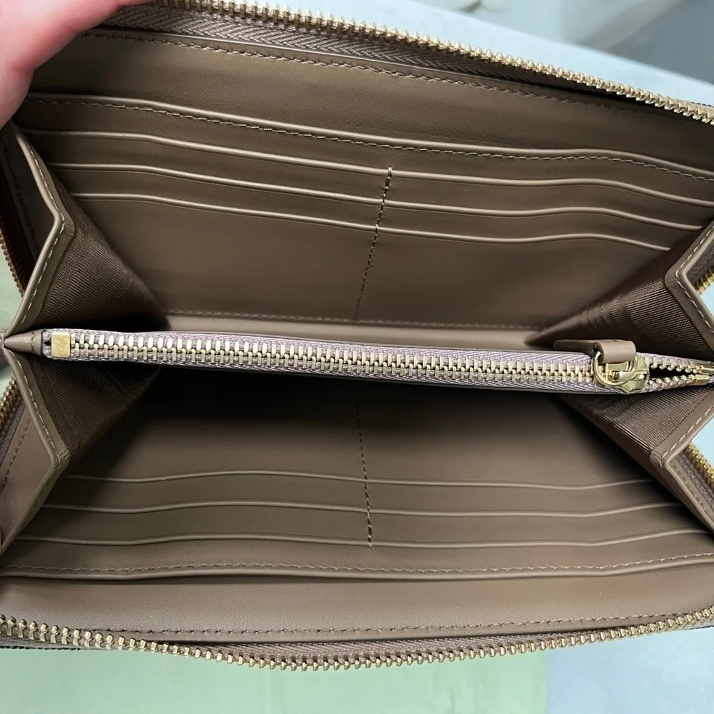 BURBERRY Large Zip Around Wallet Nova Check Dust Bag & Cards